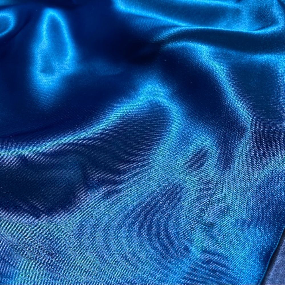 Ralph Lauren Vintage Deep Sky Blue Duchess Silk Satin Gown with Train - Picture 17 of 17